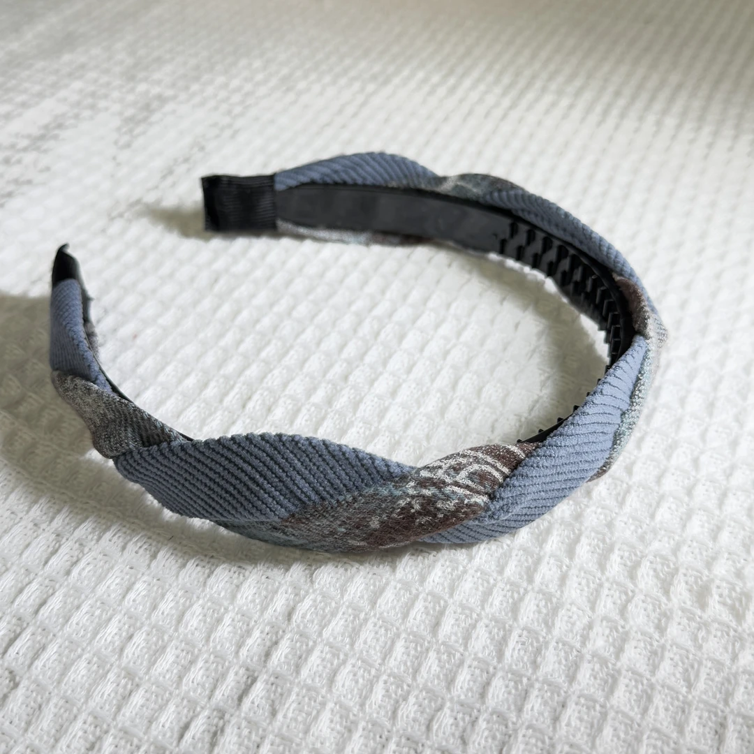 韩国东大门文艺复古编发蓝色高颅顶发箍 WW029