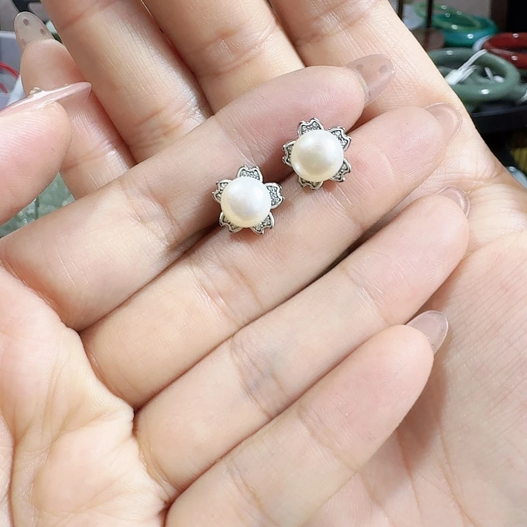 银S925镶嵌发饰淡水珍珠