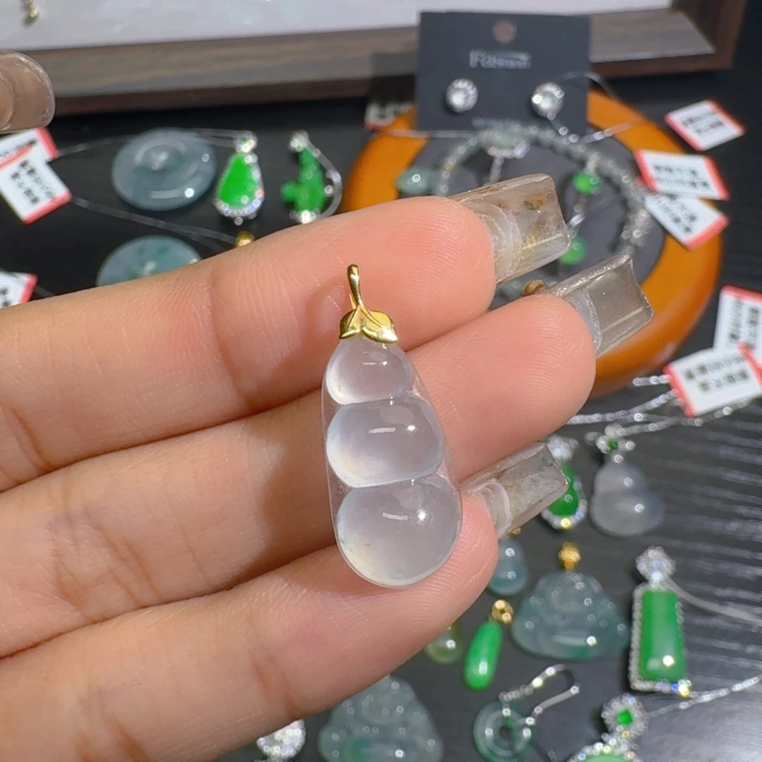 翡翠18K金镶嵌吊坠(不含链)