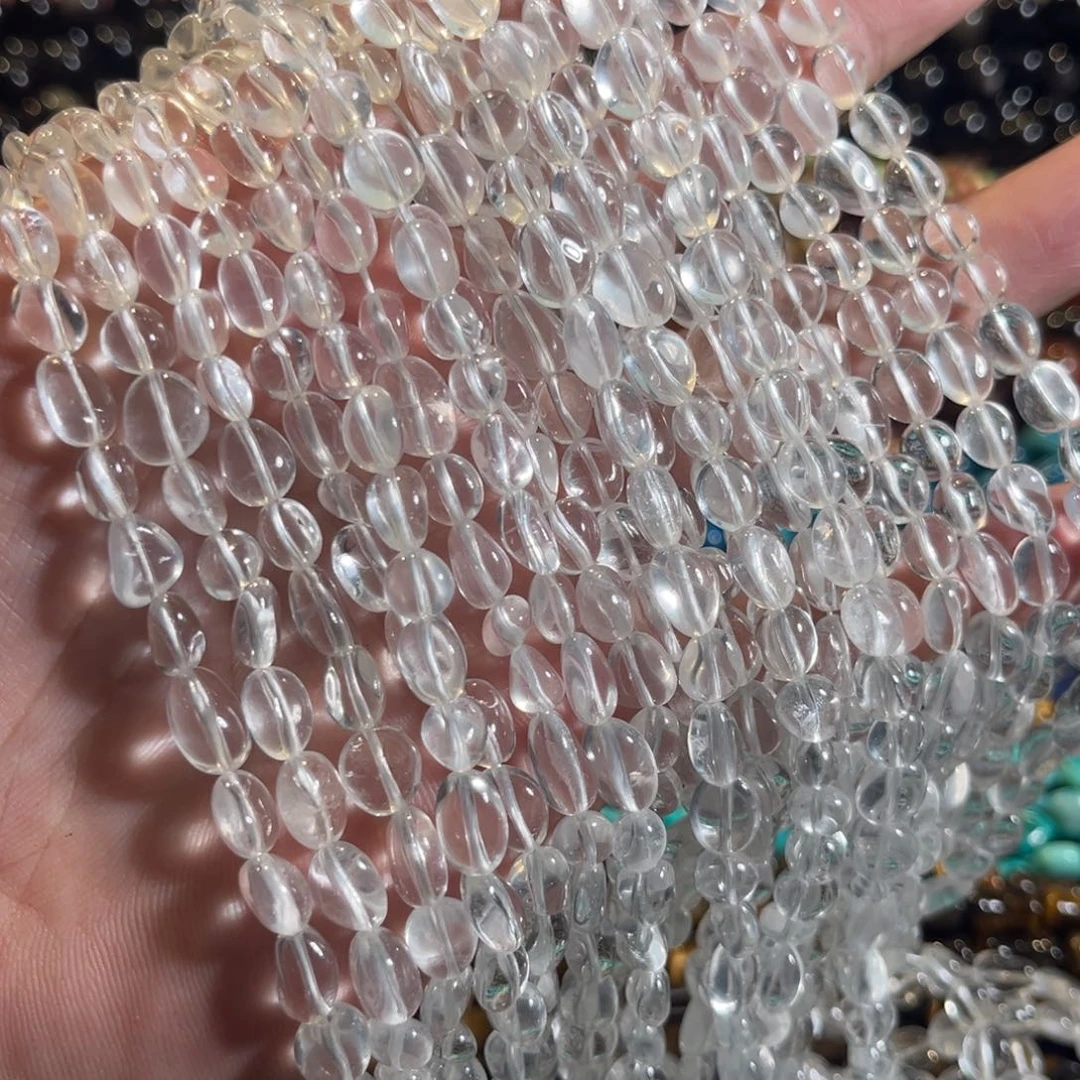 未镶嵌玛瑙/玉髓珠宝半成品高透白水晶土豆一条