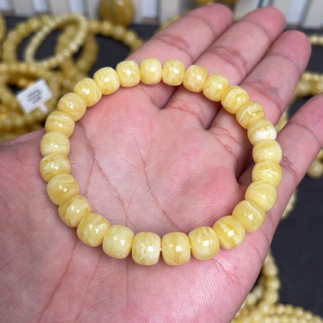 蜜蜡未镶嵌裸石虎皮纹千层雪蜜蜡手串8.8mm