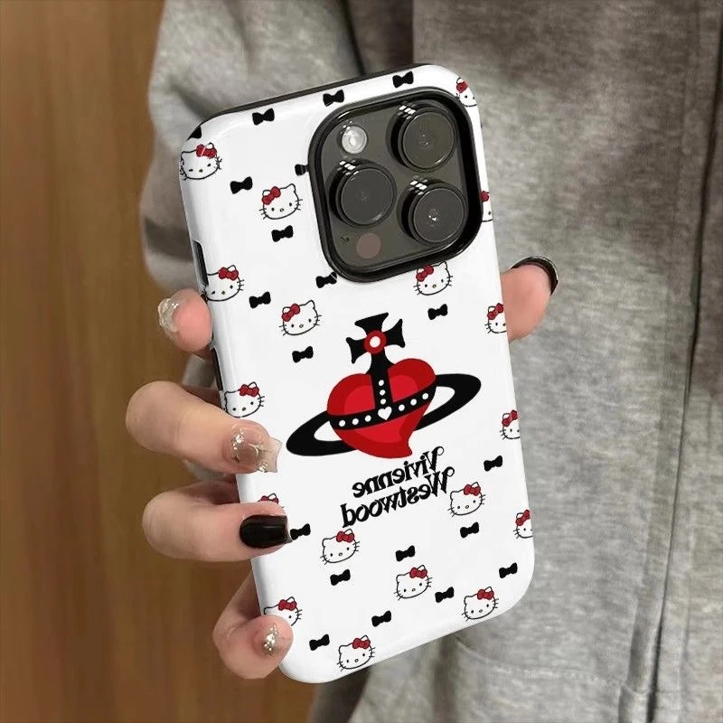 ins西太后Kitty适用苹果/华为/oppo/vivo手机壳二合一全包防摔