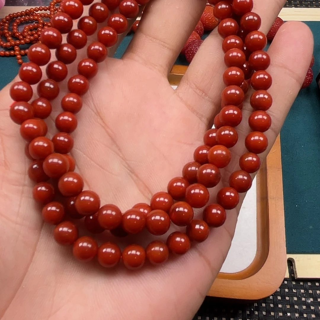 南红玛瑙未镶嵌手链牛血红佛珠卡6