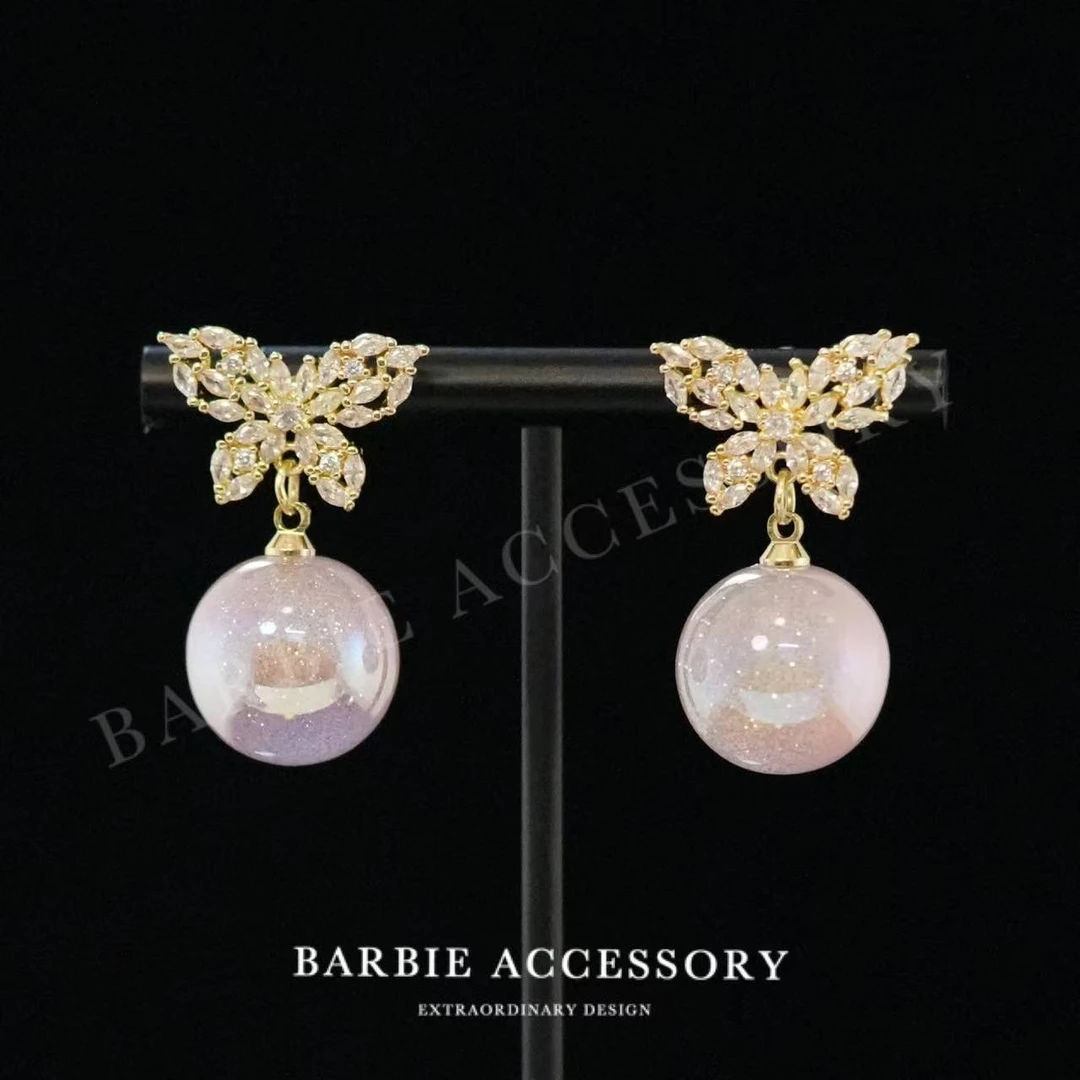 铜合金合成锆石耳饰 【蝶艺甜糖】时尚轻奢设计款高级绝美百搭耳环