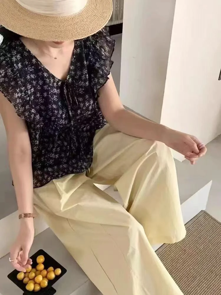256105#夏季时尚百搭洋气显瘦显高透气花色小衬衫