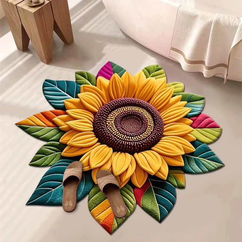 立体异形花卉硅藻泥地垫卫生间浴室厨房吸水防滑速干家用门垫