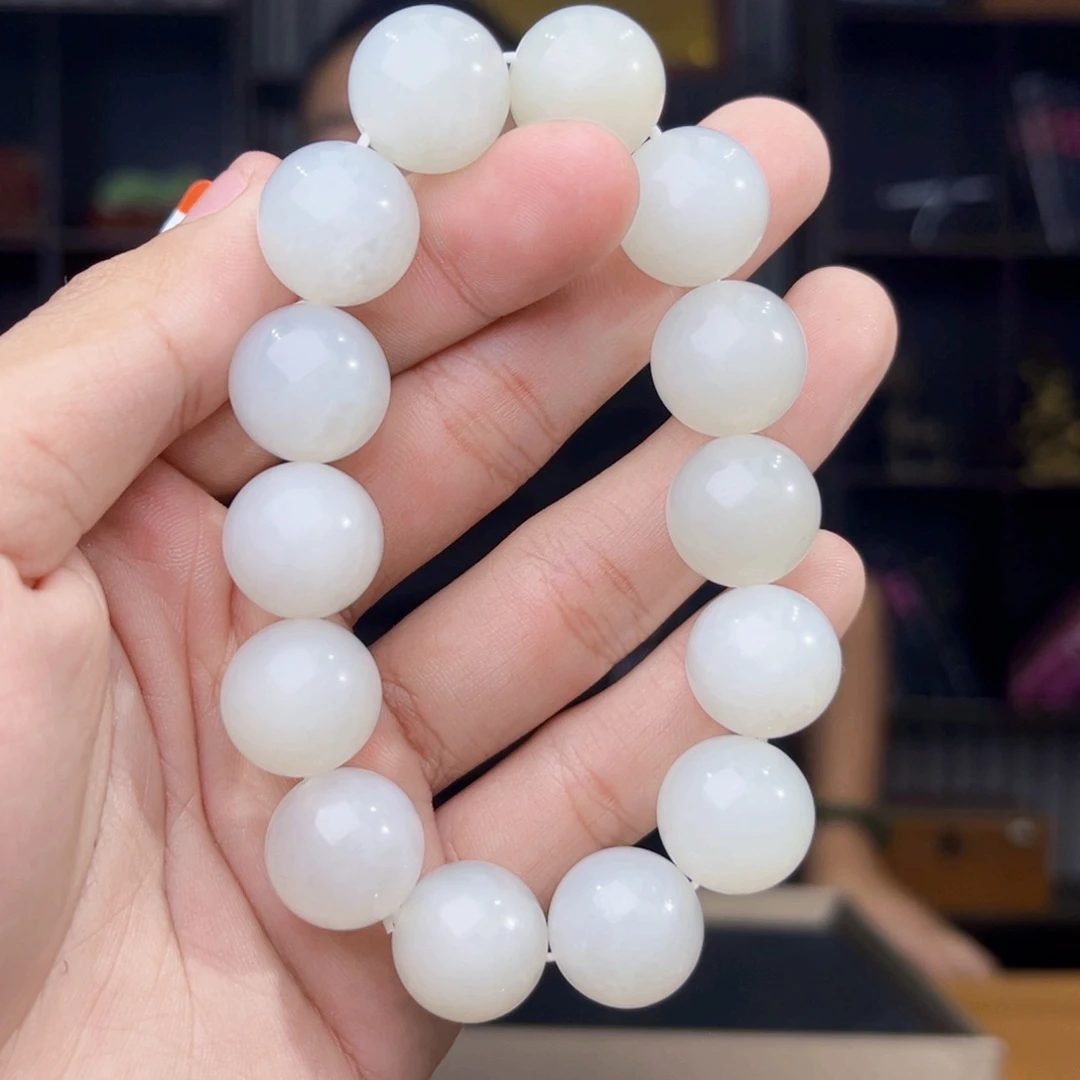 和田玉未镶嵌手串天然和田玉新疆黑山山流水卡16