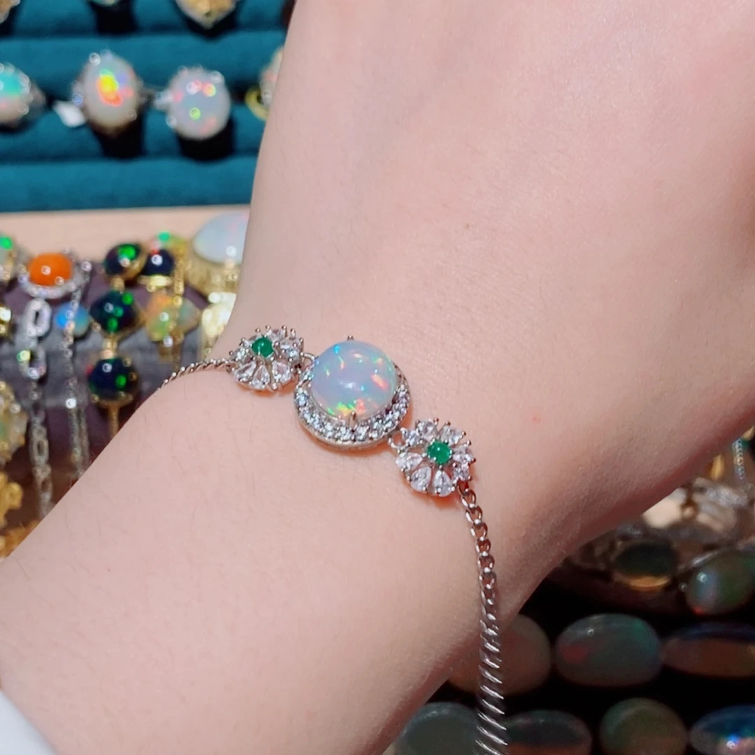 银S925镶嵌欧泊手链