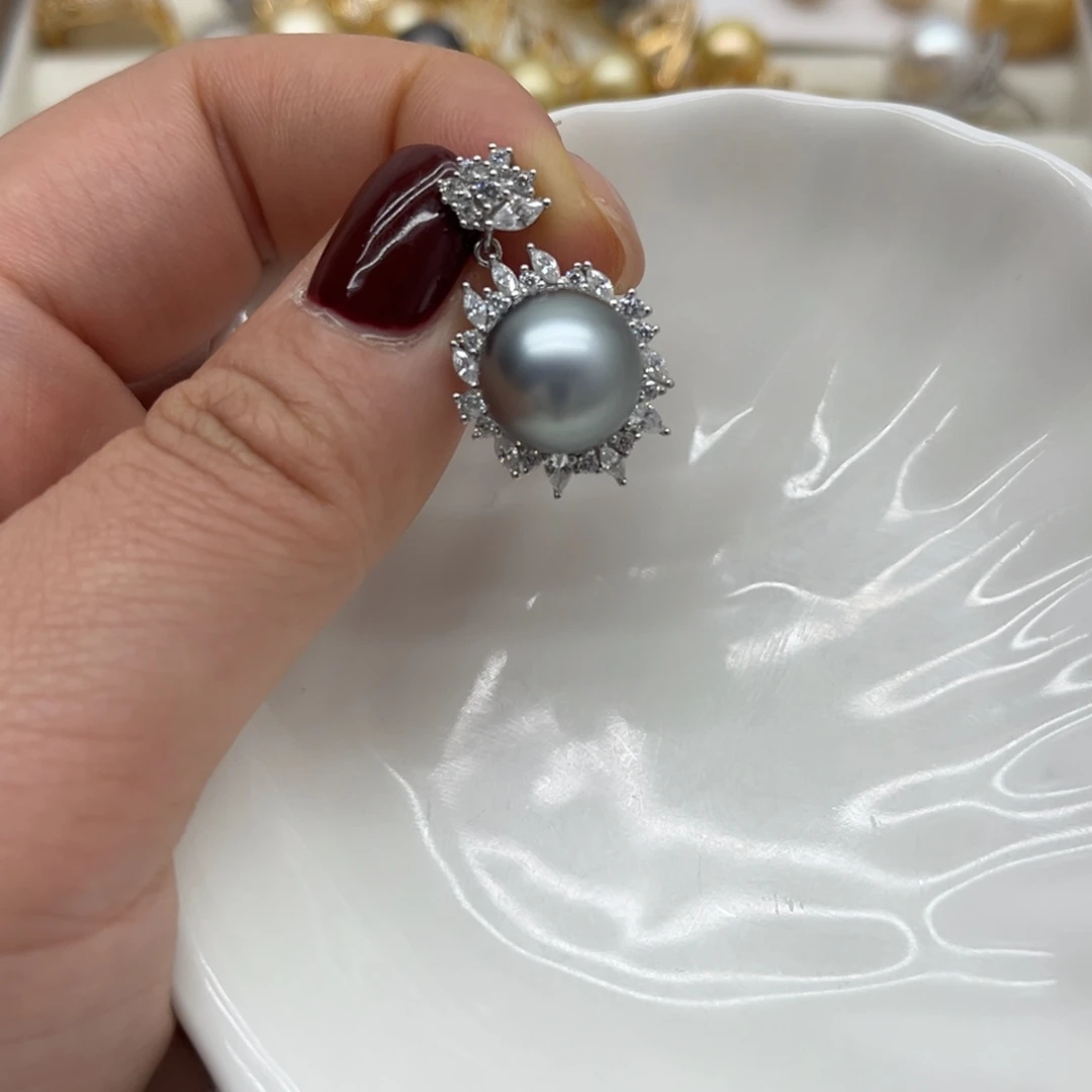 吊坠(不含链)银S925镶嵌海水珍珠