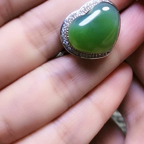 和田玉银S925镶嵌戒指