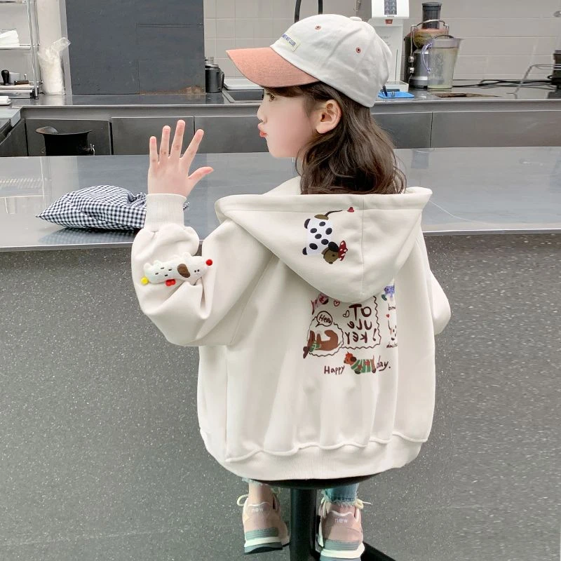女童外套春秋款中大童2025新款儿童洋气休闲网红棒球服连帽上衣潮