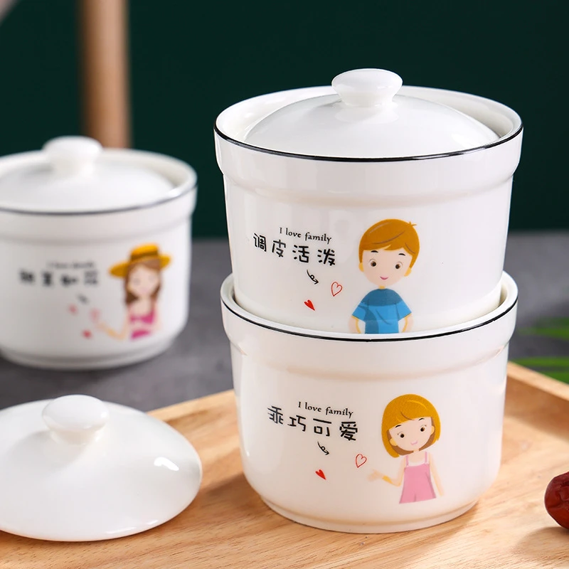 陶瓷炖盅带盖隔水炖家用内胆炖罐迷你蒸蛋盅燕窝补品炖汤盅一人份