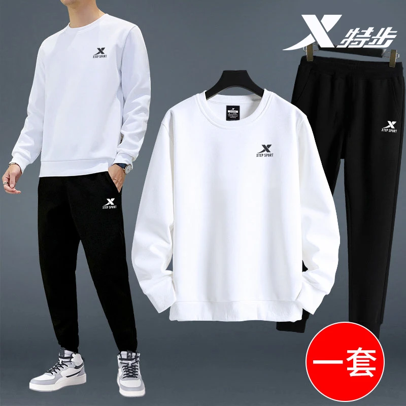 特步运动套装男2025新款卫衣卫裤长袖跑步健身衣休闲服两件套男装