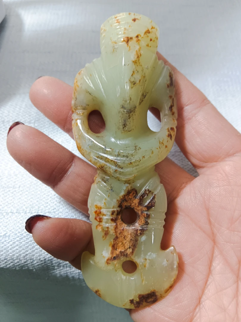 和田玉手把件一件