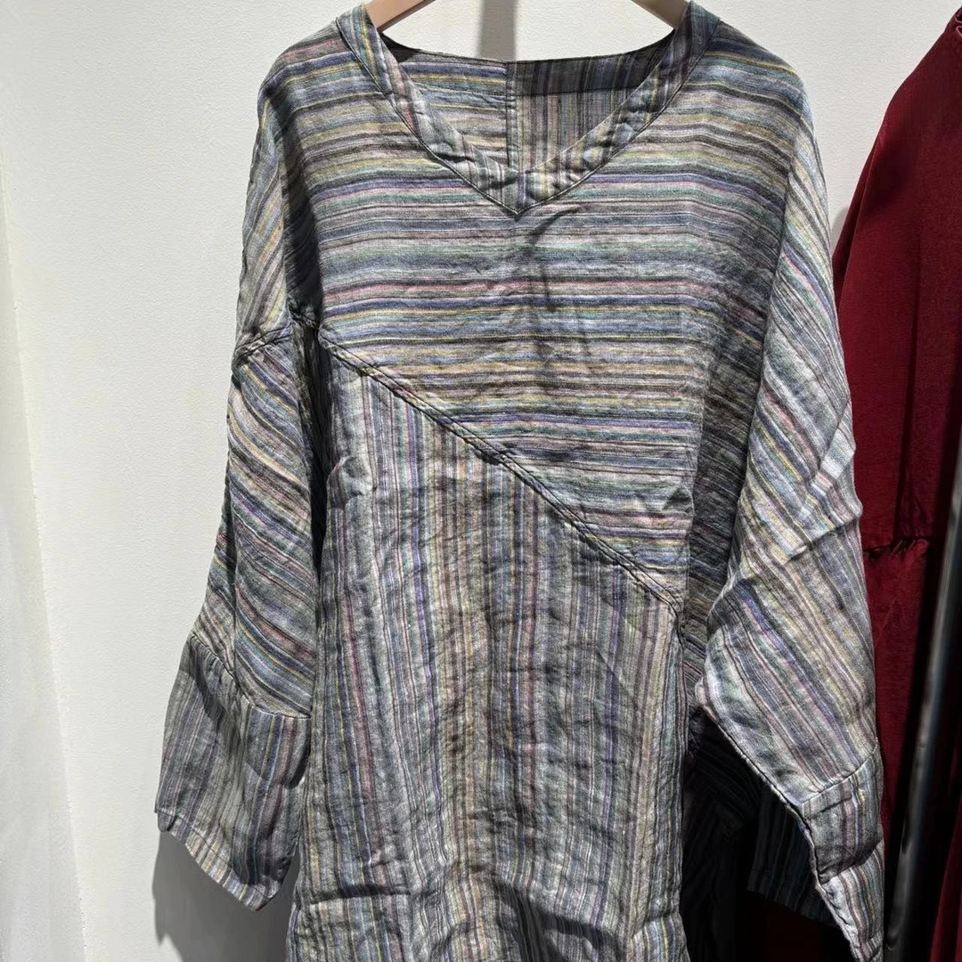 023色织麻V领衫(胸围144--衣长80左右)