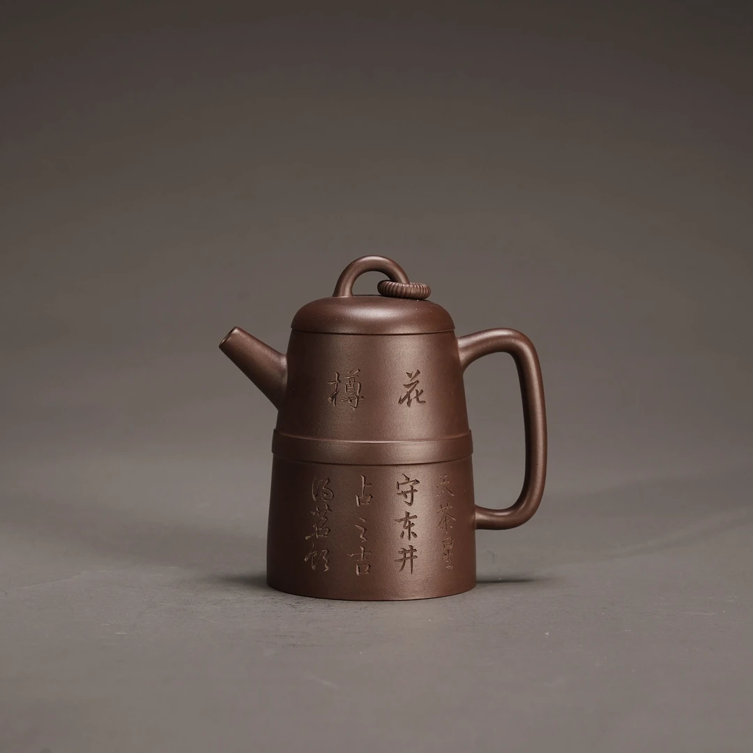 【宜子孙】友兰花樽壶泡茶壶紫砂壶手把紫砂茶具.紫泥制作容量180cc