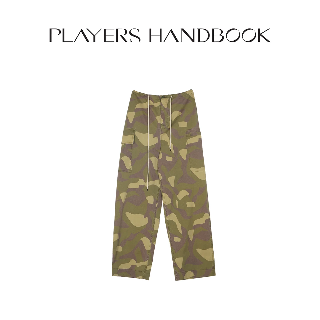 Players Handbook《着迷》小众潮流迷彩印花直筒抽绳工装裤 PH3012