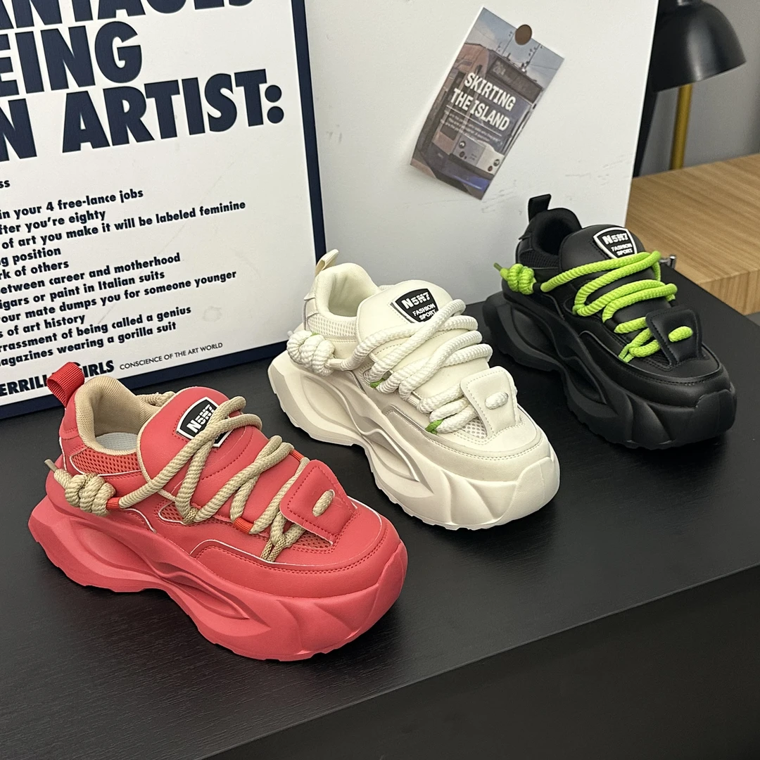 网面透气夏季新款情侣网红老爹鞋休闲面包增高厚底情侣运动鞋时尚