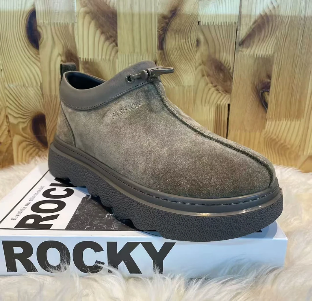 广州新款休闲风极简风皮鞋男士侧拉链素面时尚加绒男鞋182-605