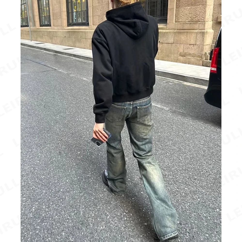 一条很重工的竹节纹洗水微喇裤