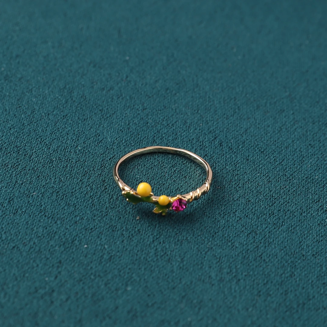 铜合金仿水晶戒指 241001-日式轻奢小众设计感指环戴戒指时尚