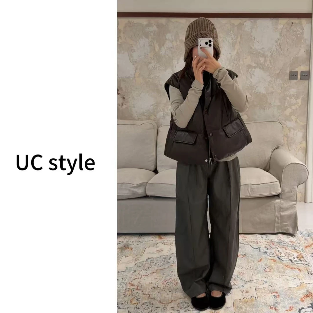 【UCSTYLE】【慵懒感拉满】显瘦复古廓形皮裤主播穿S码