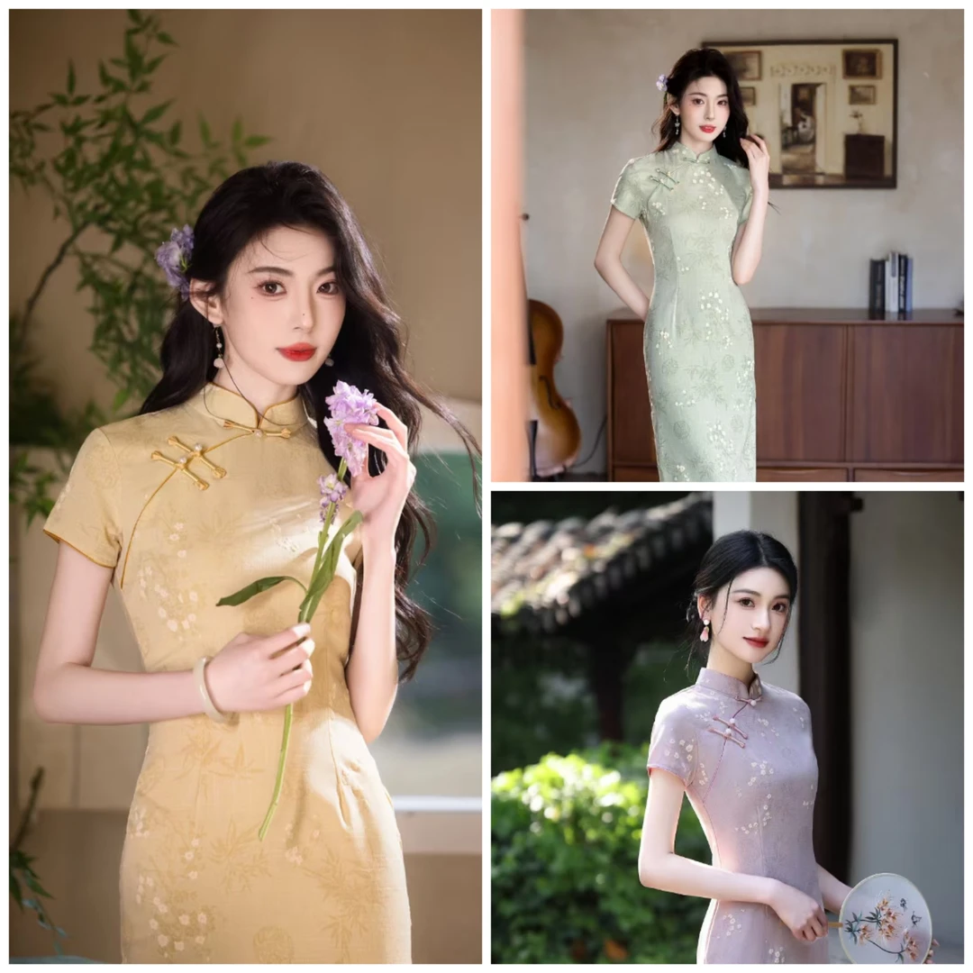 【花韵】国风改良送考旗袍2025夏薄款-裙长105厘米
