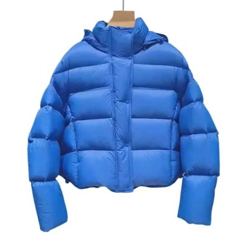 波波同款90%白鸭绒泡芙龟背高充绒蓬松可拆卸连帽羽绒服H0259006