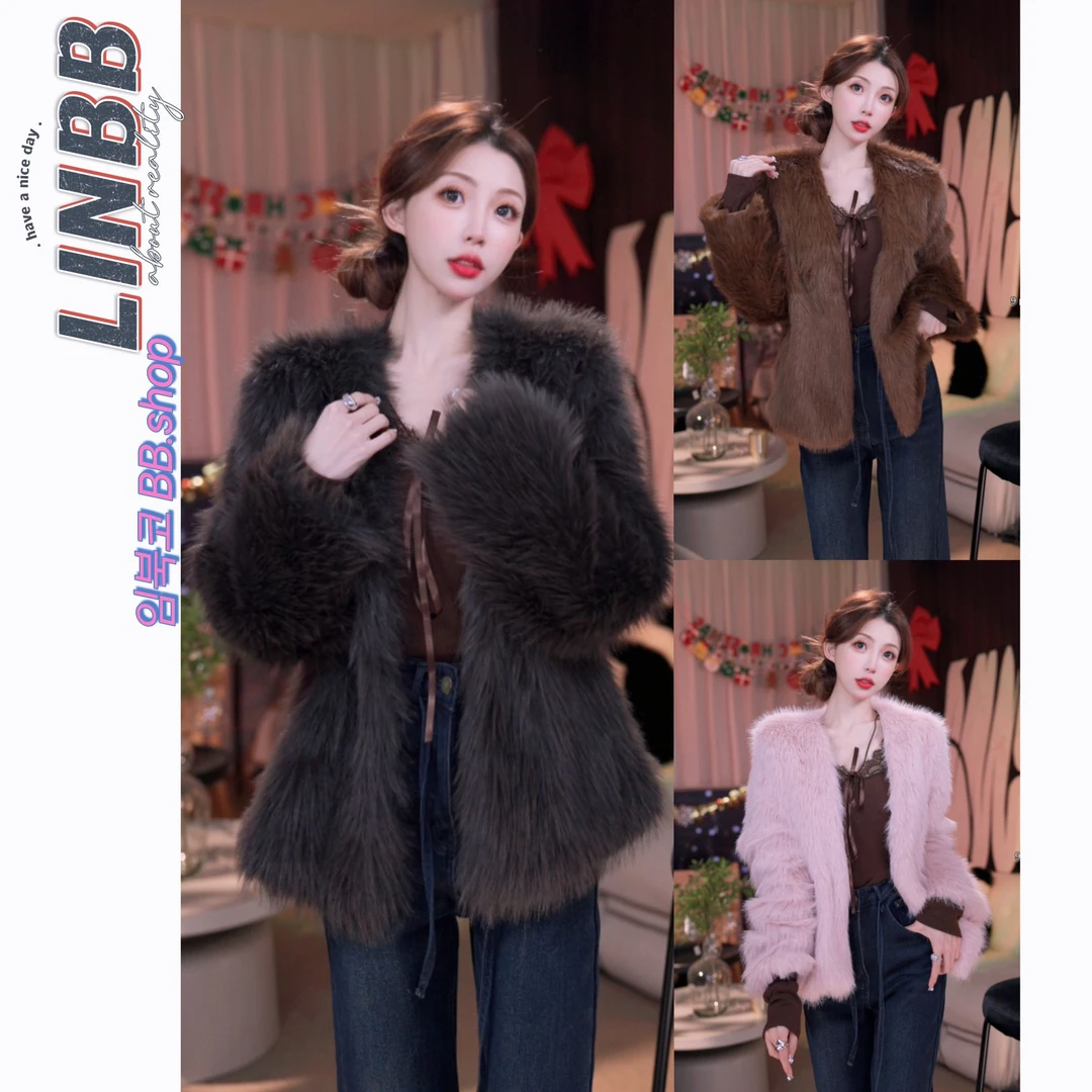 林北鼻-【李李】韩单托卡！超暖皮毛一体加绒！毛毛外套