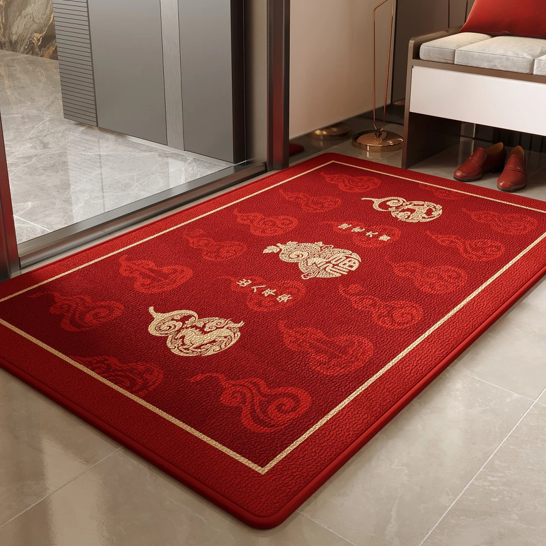 马年新中式入户门地垫2026新款喜庆脚垫新年防滑耐脏进门地毯地垫