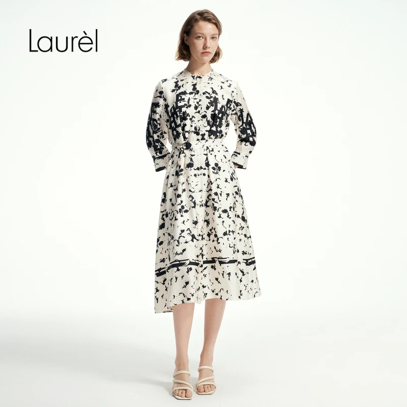 【粉丝专享】Laurel秋新波嬉城市花影真丝连衣裙LWL353Y03200