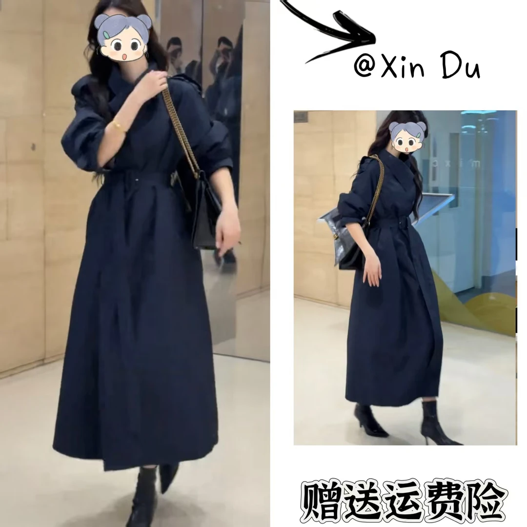 2025秋冬季新款时尚显瘦气质女士网红洋气风衣百搭款D24100