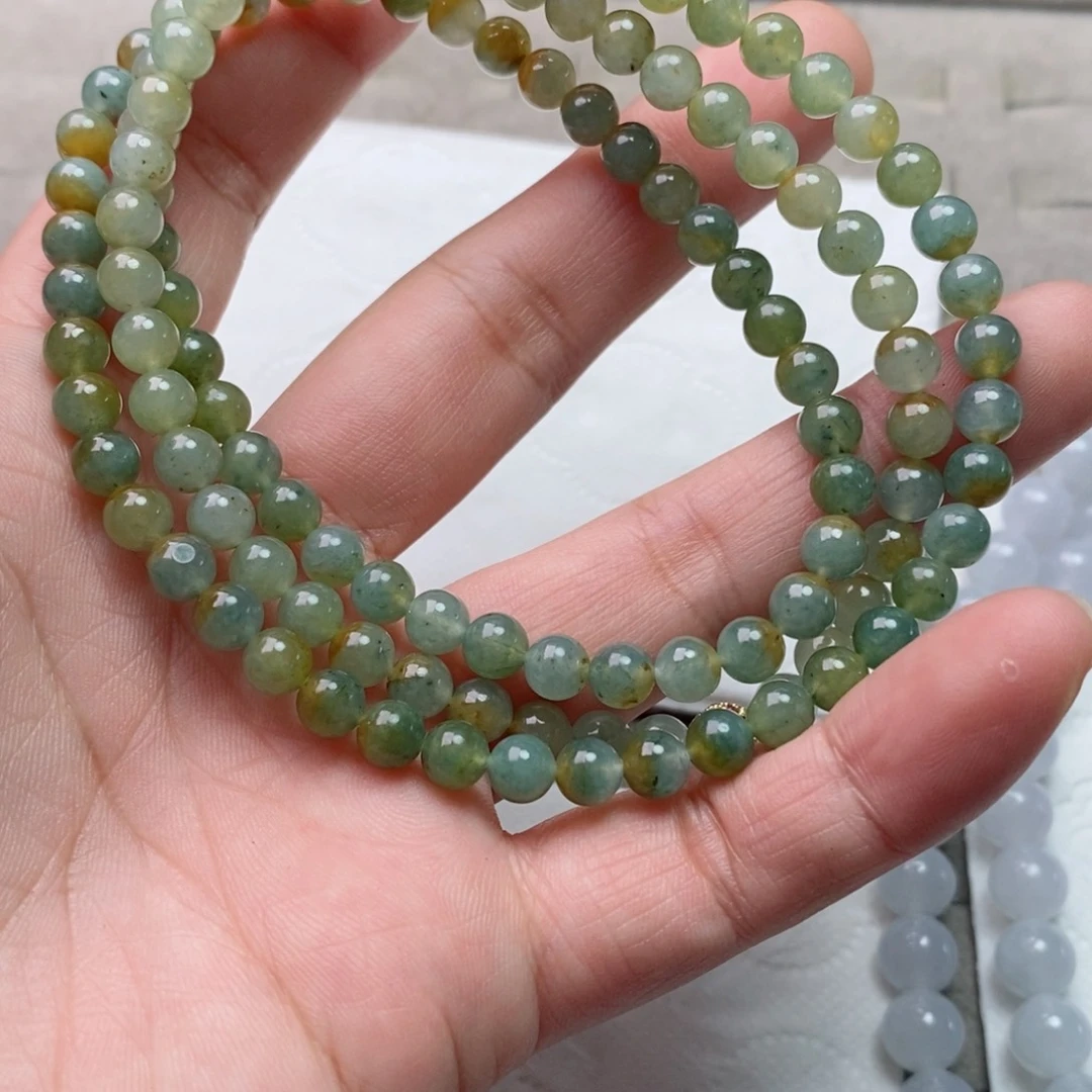 【闪购商品】定制翡翠未镶嵌茉*茶翡翠定制手链