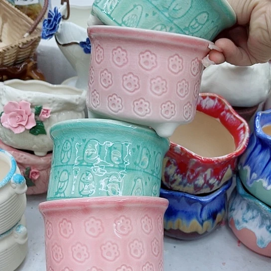 多肉绿植陶瓷花盆9.9包邮，有空