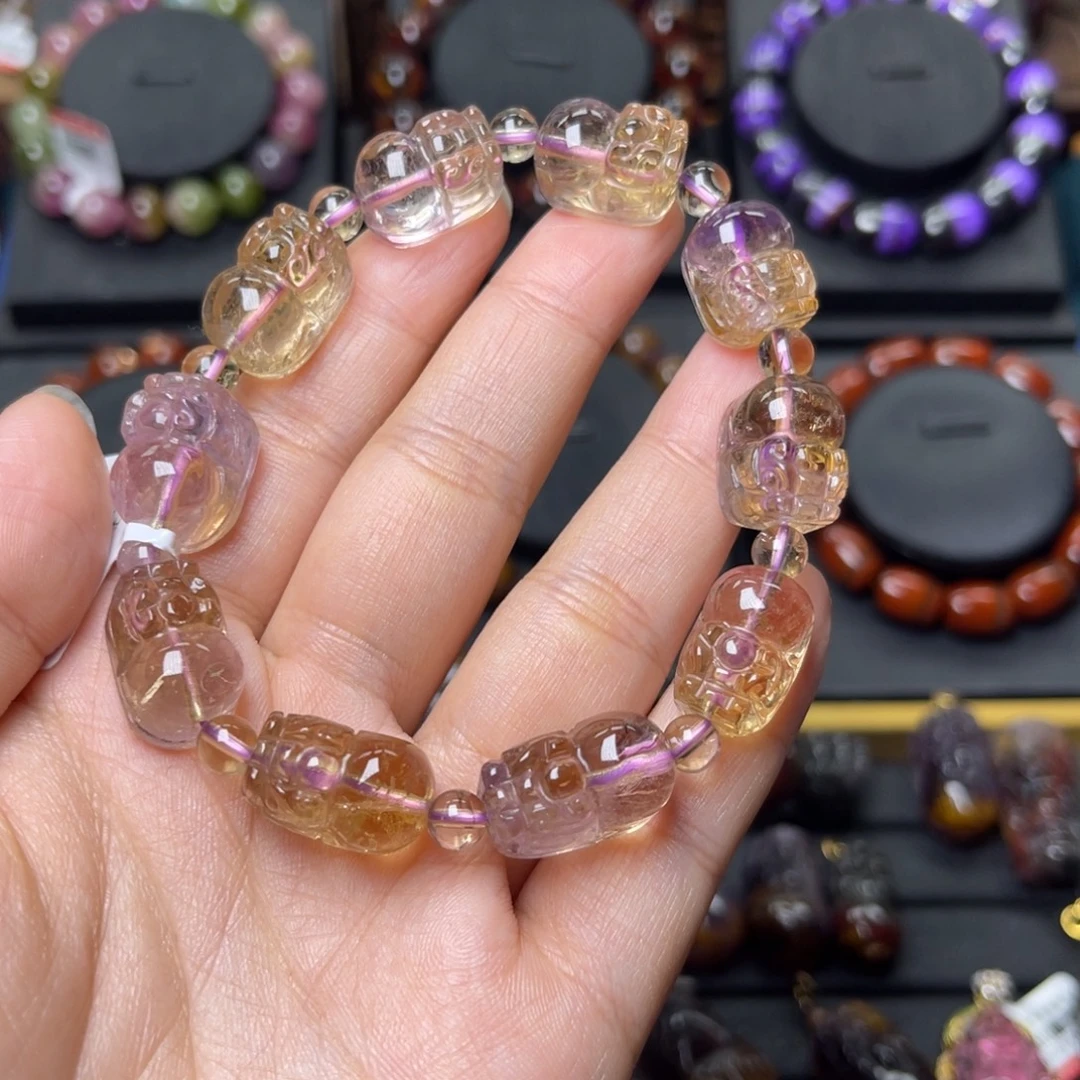 水晶未镶嵌手链紫黄晶貔貅手链