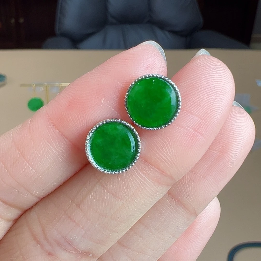 翡翠银S925镶嵌耳饰耳饰