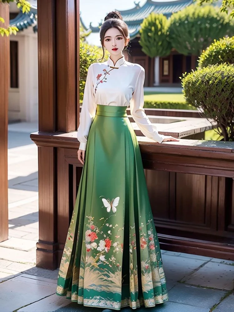 日常可穿新中式绣花上衣马面裙套装2025秋季新款时尚高级感两件套
