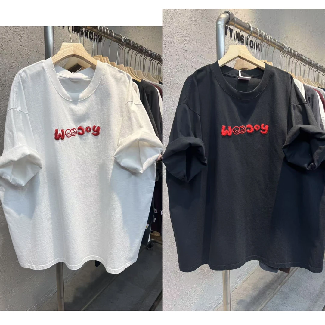 9316夏季新款韩版笑脸字母刺绣宽松休闲百搭圆领短袖T恤女