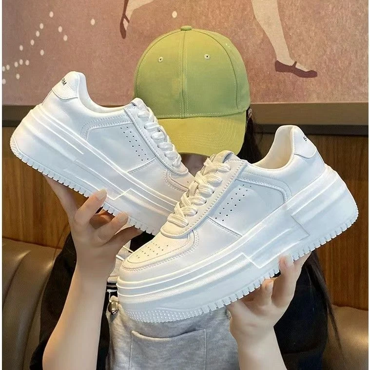 厚底小白鞋女款2025新款春季百搭内增高女鞋真皮透气休闲板鞋8113