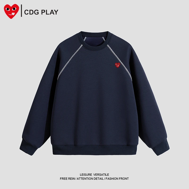 CDG PLAY双线圆领卫衣男2025秋冬潮流情侣圆领卫衣女