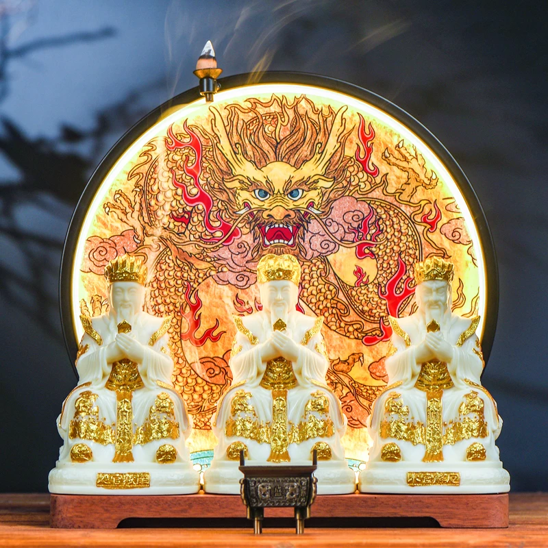 三官大帝神像家用客厅天官地官水官三元帝君紫薇清虚洞阴大帝摆件