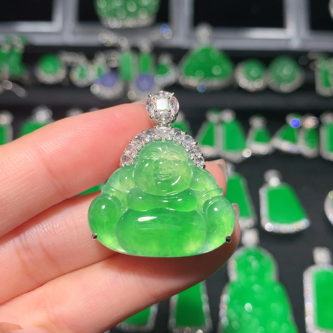 翡翠18K金镶嵌吊坠(不含链)翡翠