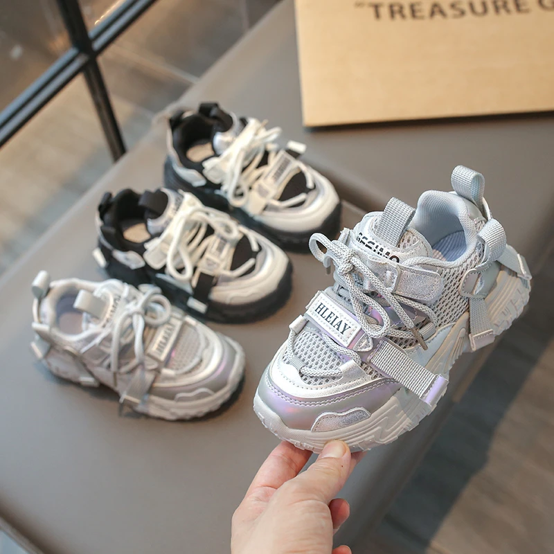 儿童运动鞋2024年爆款网面透气女宝宝单鞋时尚魔术贴男童鞋子5536