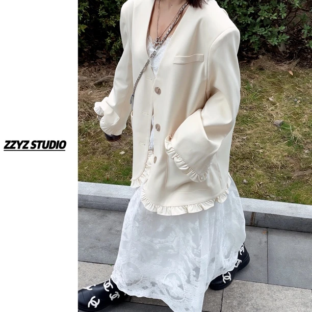 【ZZYZ】“白月光恋爱”韩系ins风温柔重工蕾丝A字梨形身材高腰半身裙