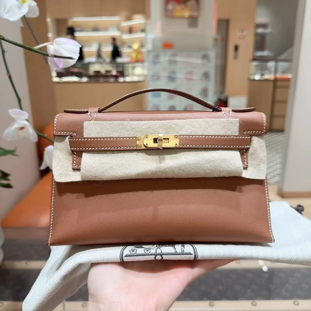 全新未使用 Hermes/爱马仕 mini kelly 一代金棕金扣 swift皮 B刻
