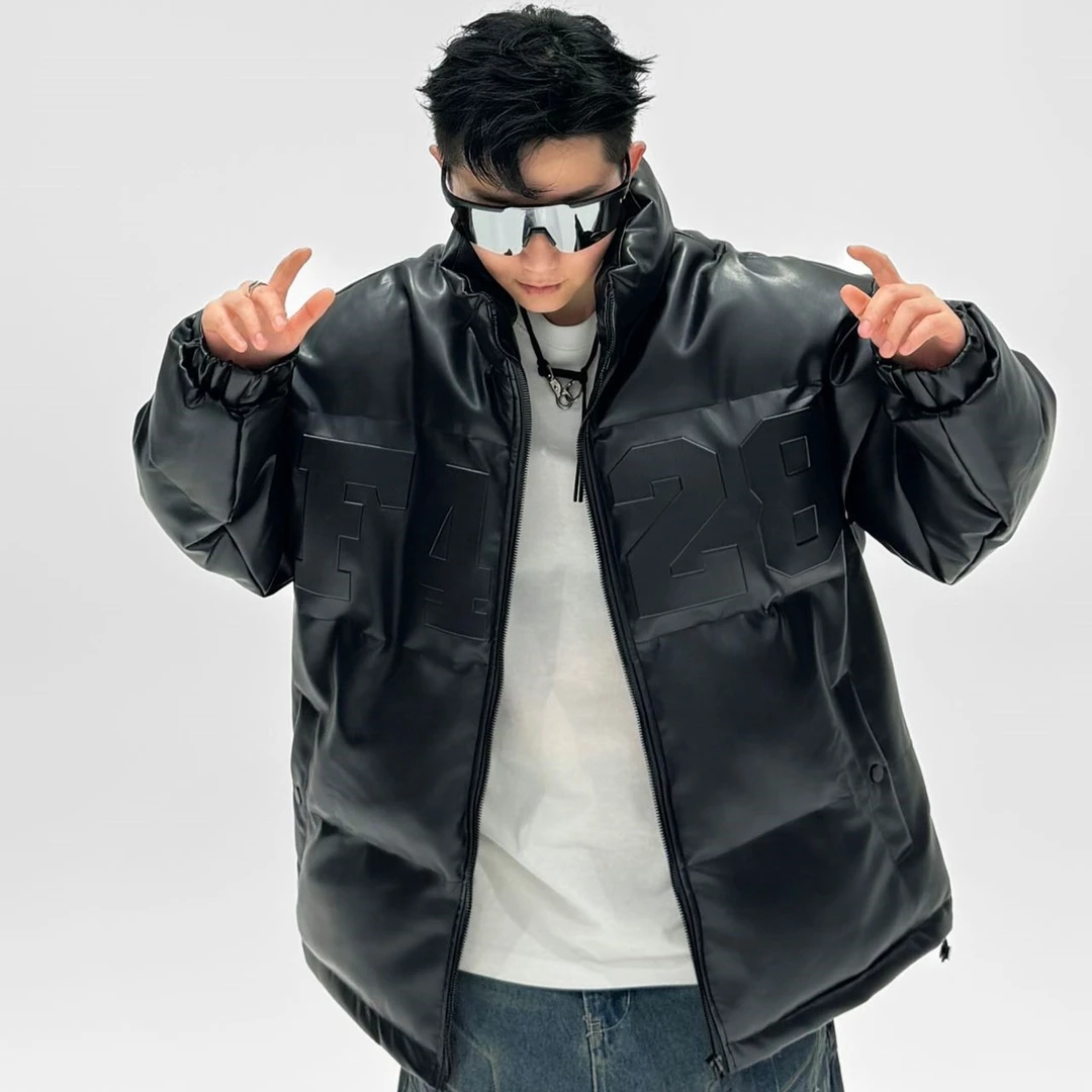 秋冬帅气百搭简约休闲男女同款宽松版加厚立领棉衣夹克外套88138