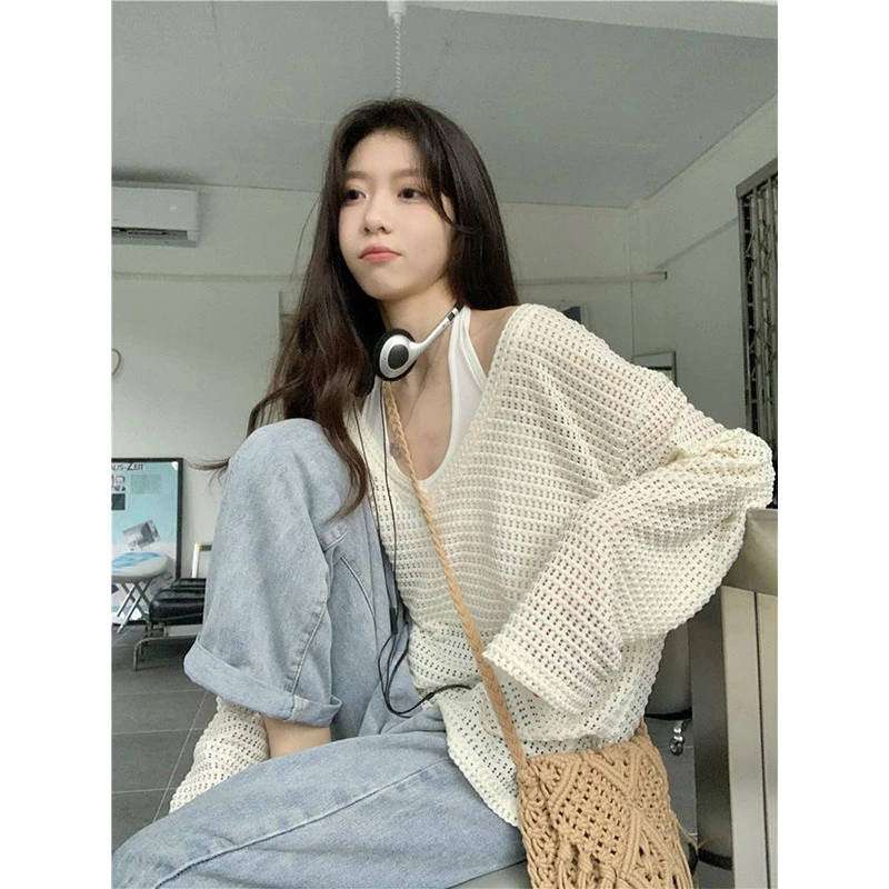 大码300斤V领镂空长袖T恤胖MM挂脖吊带背心时尚小众设计感上衣女