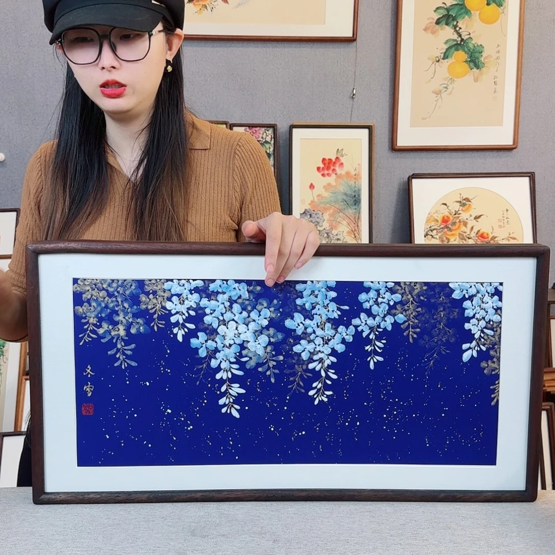 书法纯手绘，纯手写带框尺寸：36×69厘米