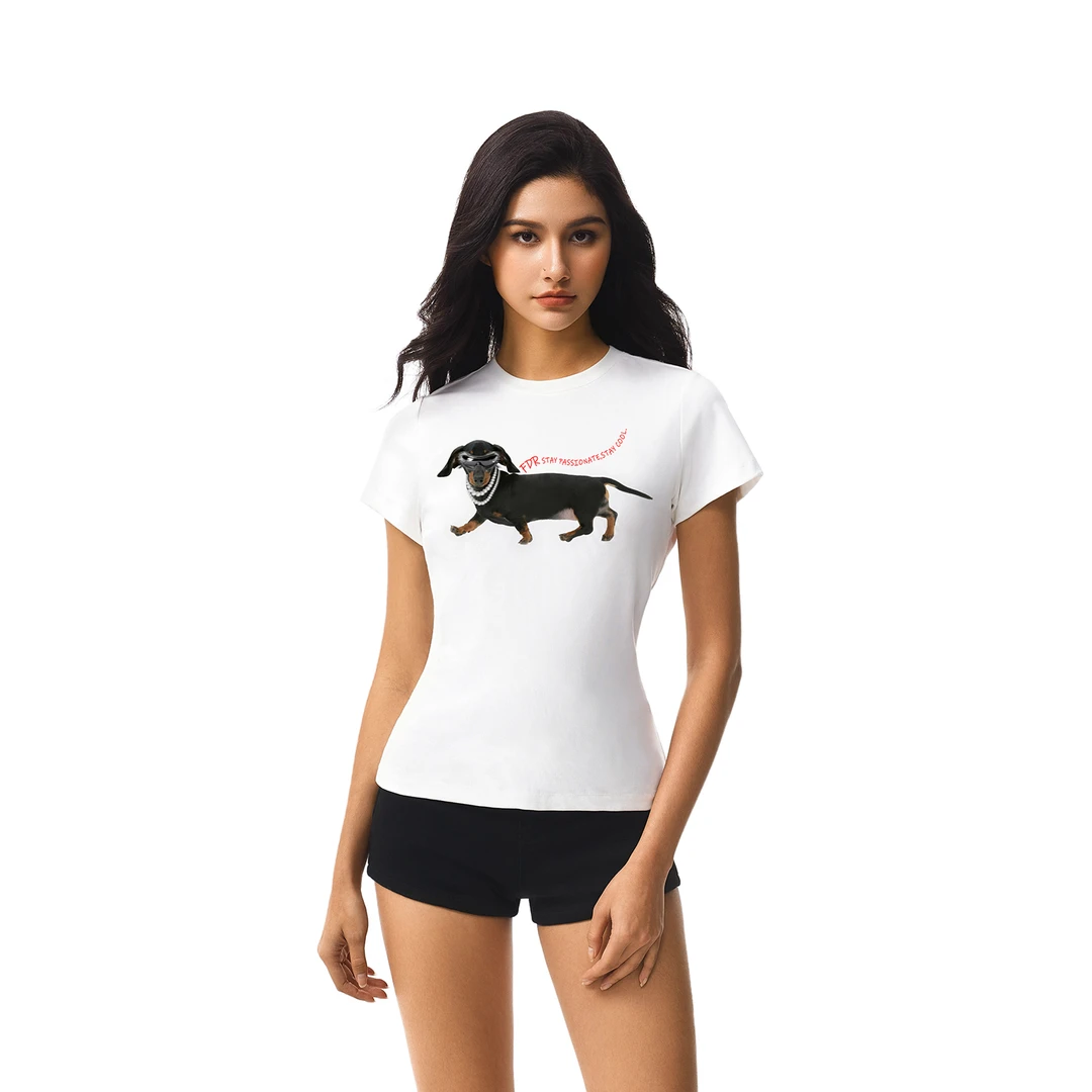 FDR官方店墨镜腊肠狗短袖t恤男女夏季潮牌美式情侣休闲上衣体恤