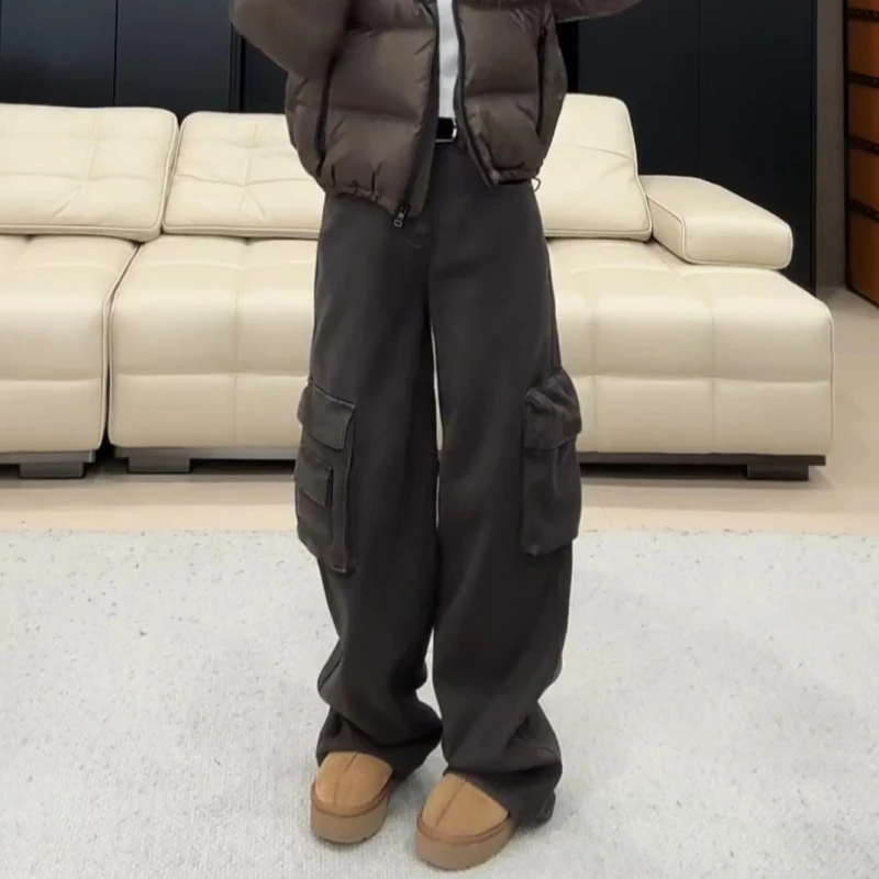 新款休闲百搭洋气女版工装裤加绒LK2507351